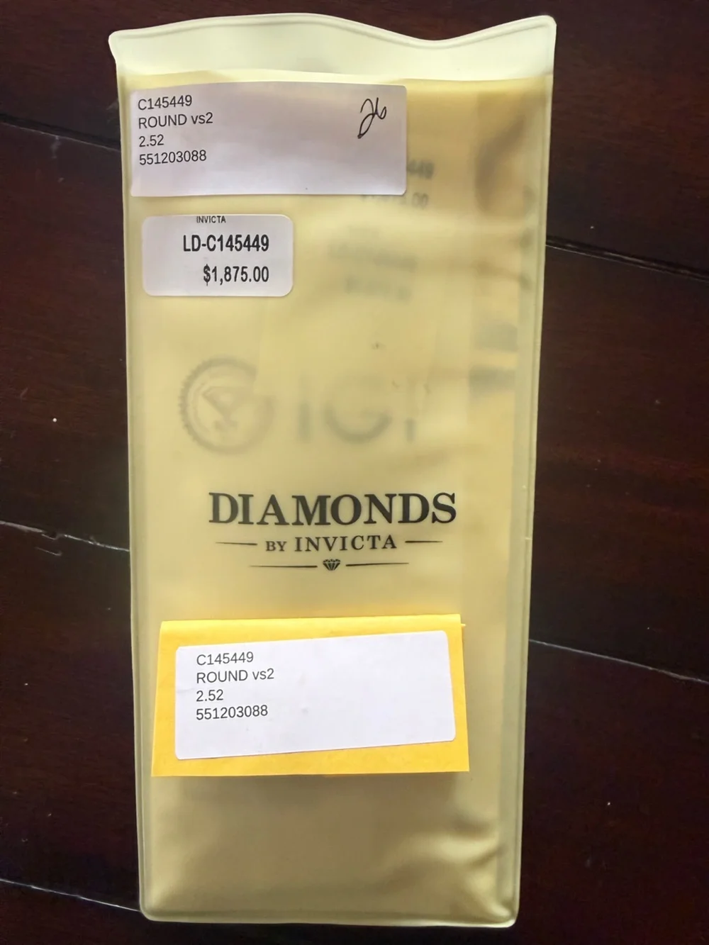 Diamond Invicta 2.52 Carats Lab Grown Round Diamond